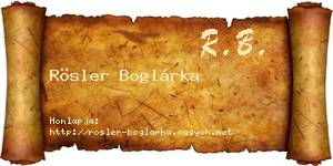 Rösler Boglárka névjegykártya